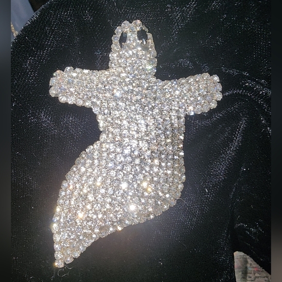 VINTAGE  RHINESTONE GHOST  BROOCH - Picture 1 of 7